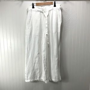 CLOTH & STONE White linen wide leg crop pants